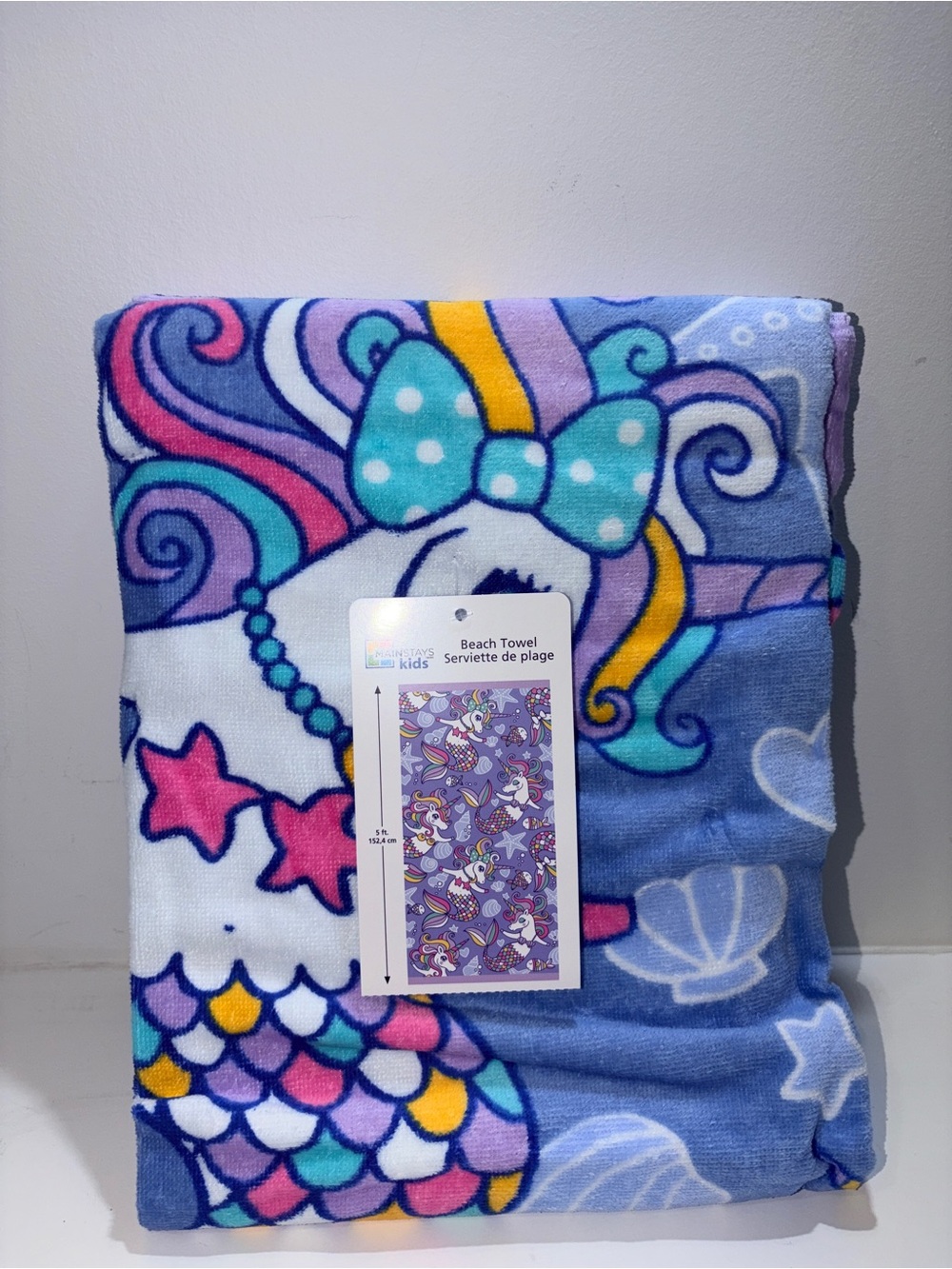 Mainstays Unicorn Mermaid Beach Towel 30” x 60” Blue 🦄🧜♀️